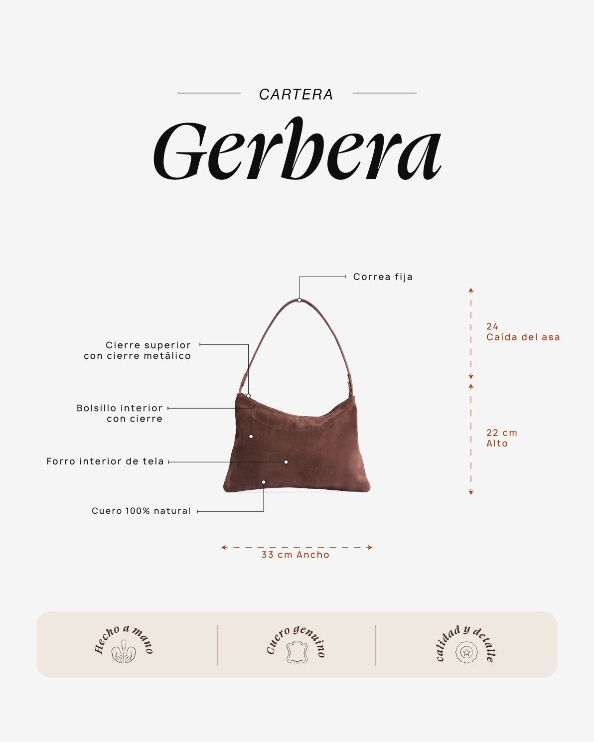 Cartera Gerbera Cacao - Galana