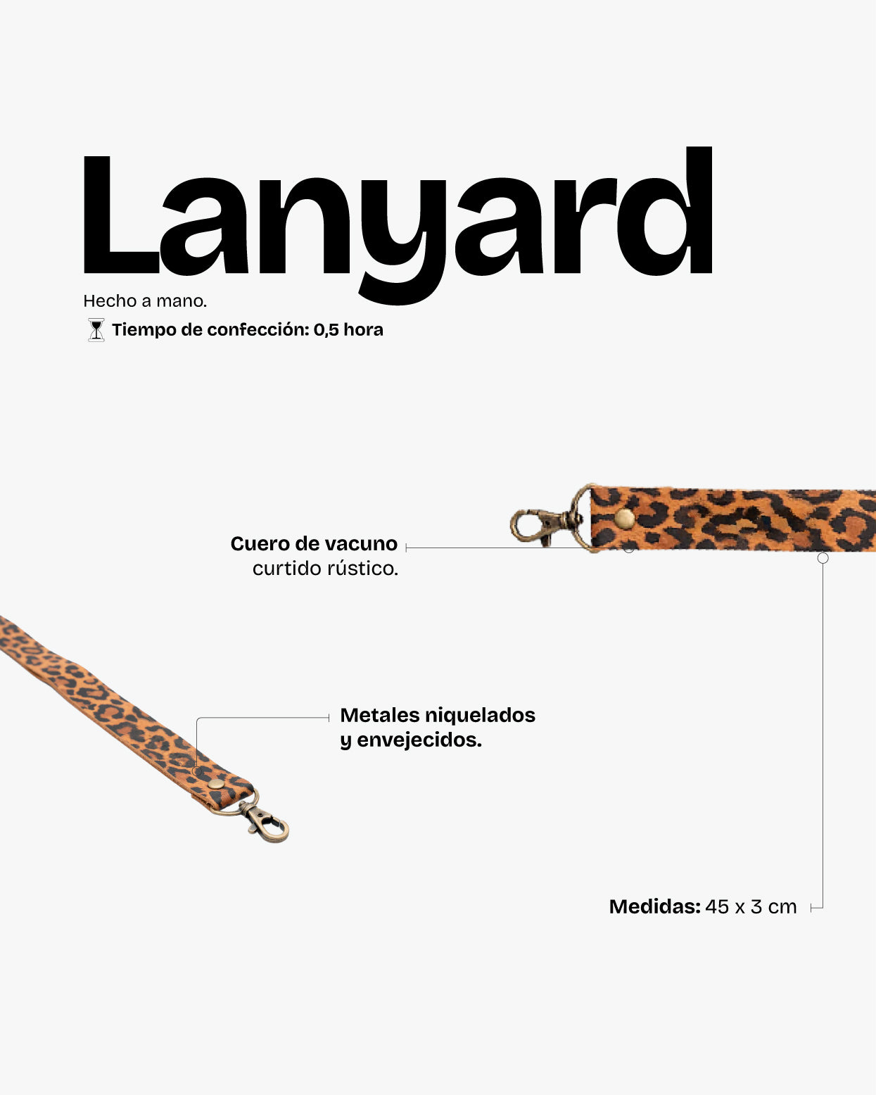 Lanyard de Cuero Animal Print - Trauko