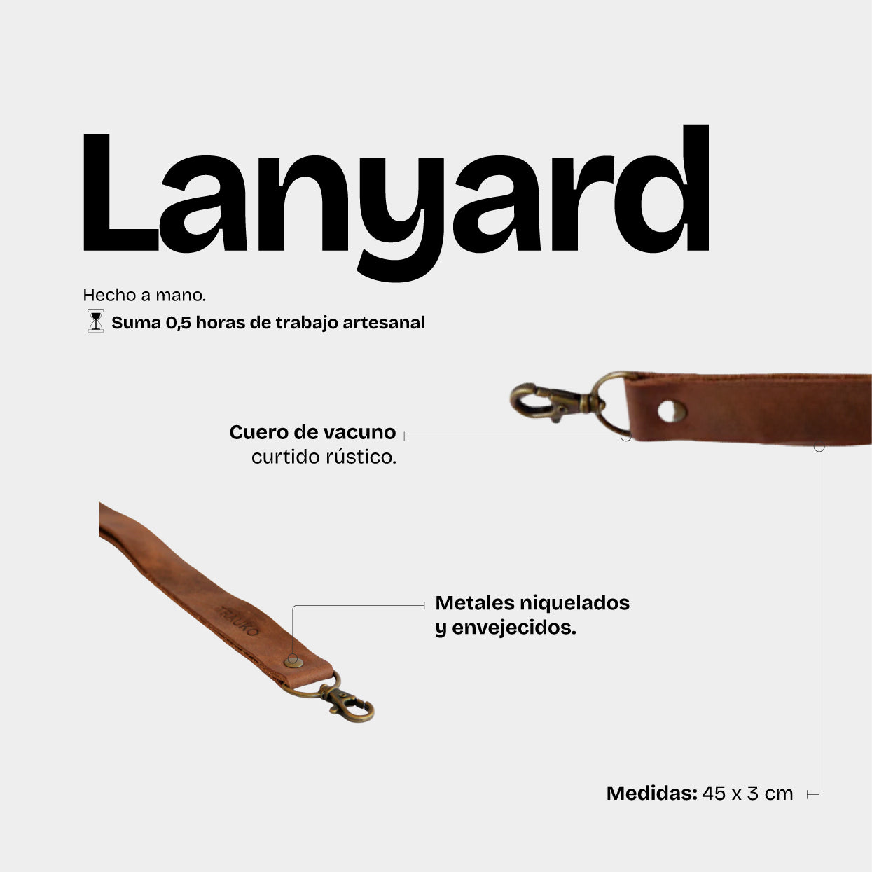 Lanyard de Cuero Café - Trauko