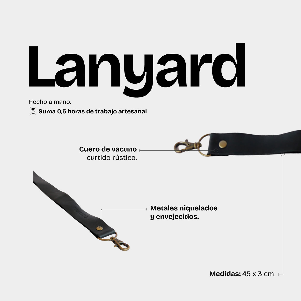 Lanyard de Cuero Negro - Trauko