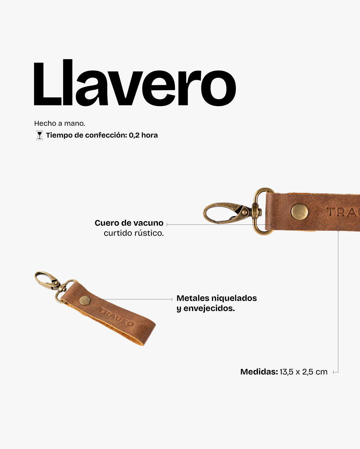Llavero de Cuero Café - Trauko