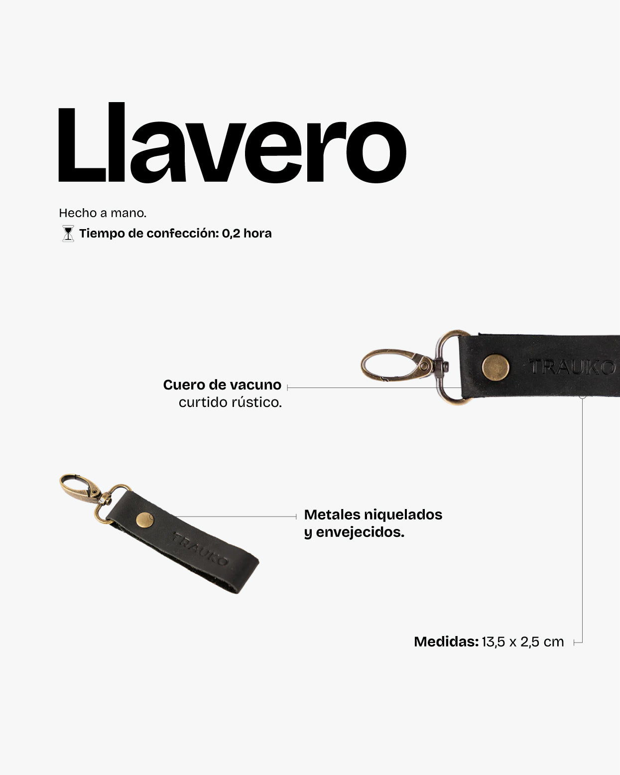 Llavero de Cuero Negro - Trauko