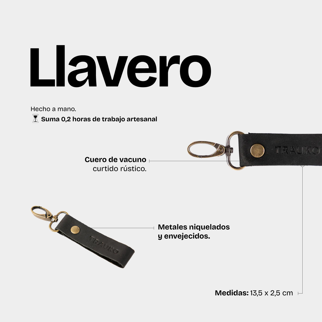 Llavero de Cuero Negro - Trauko