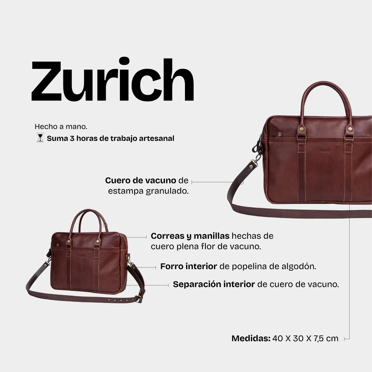 Maletín Zurich Castaño - Trauko