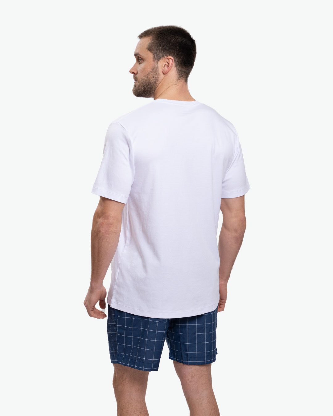 Pijama Pima Corto Blanco Cuadros