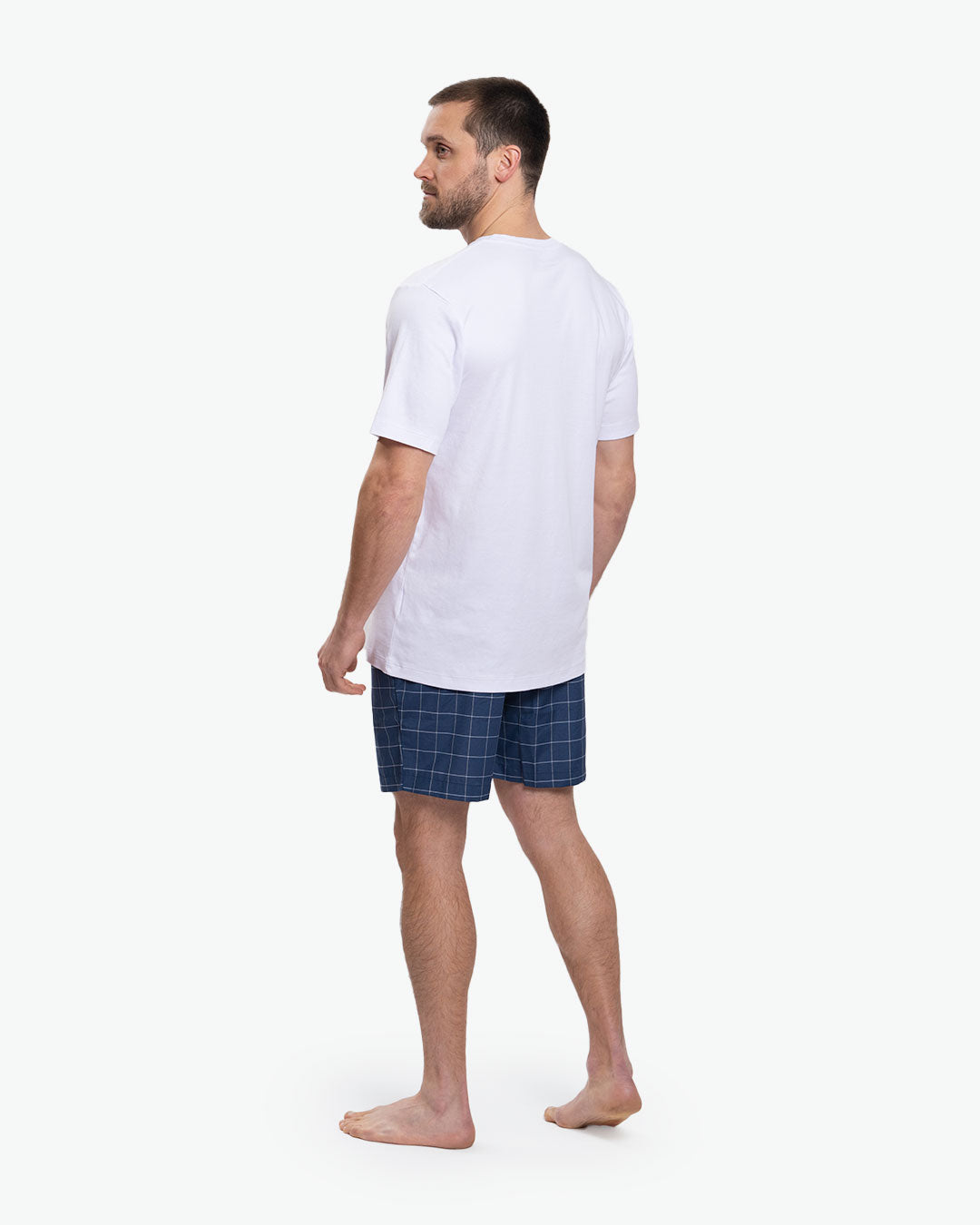 Pijama Pima Corto Blanco Cuadros
