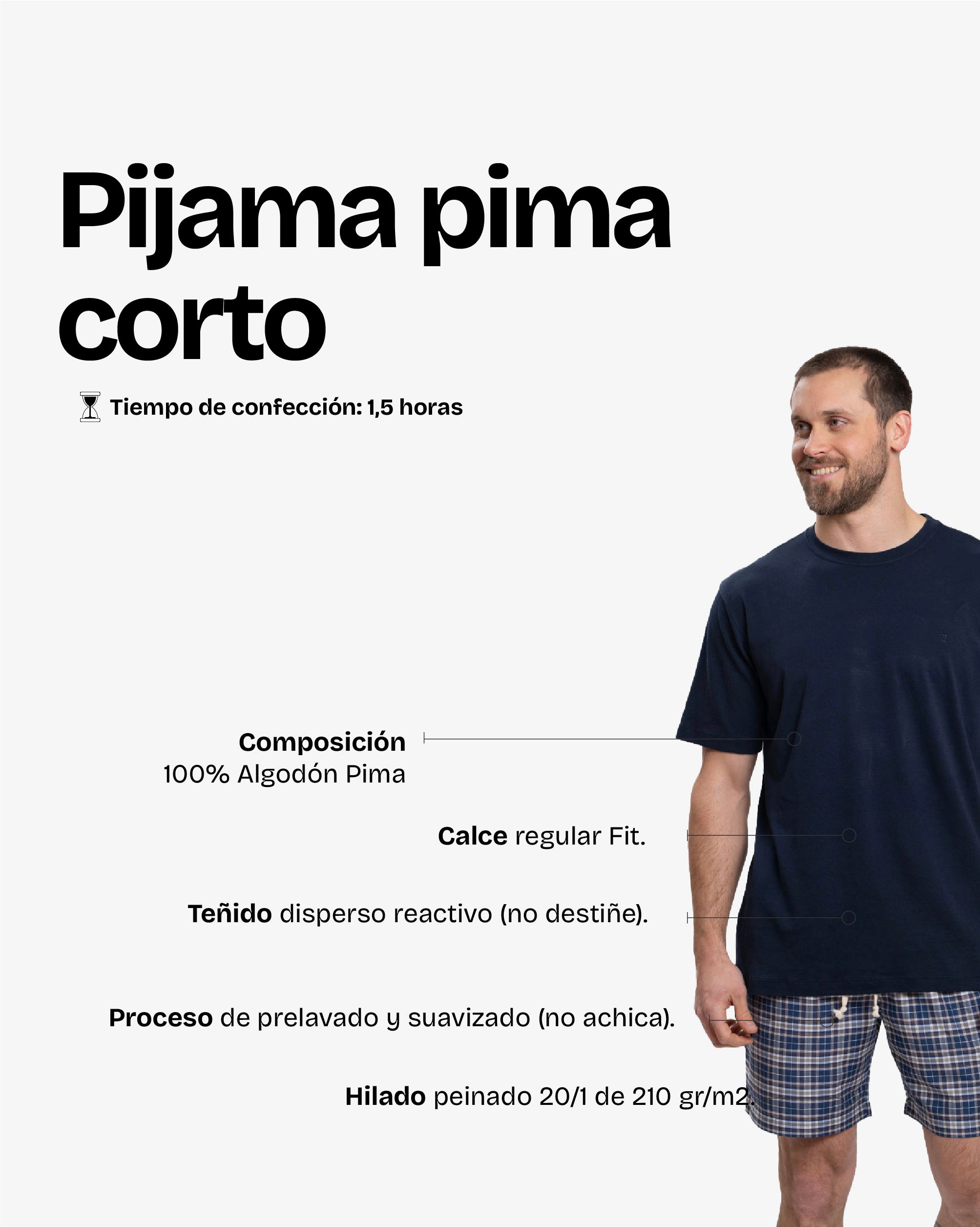 Pijama Pima Corto Azul Mix