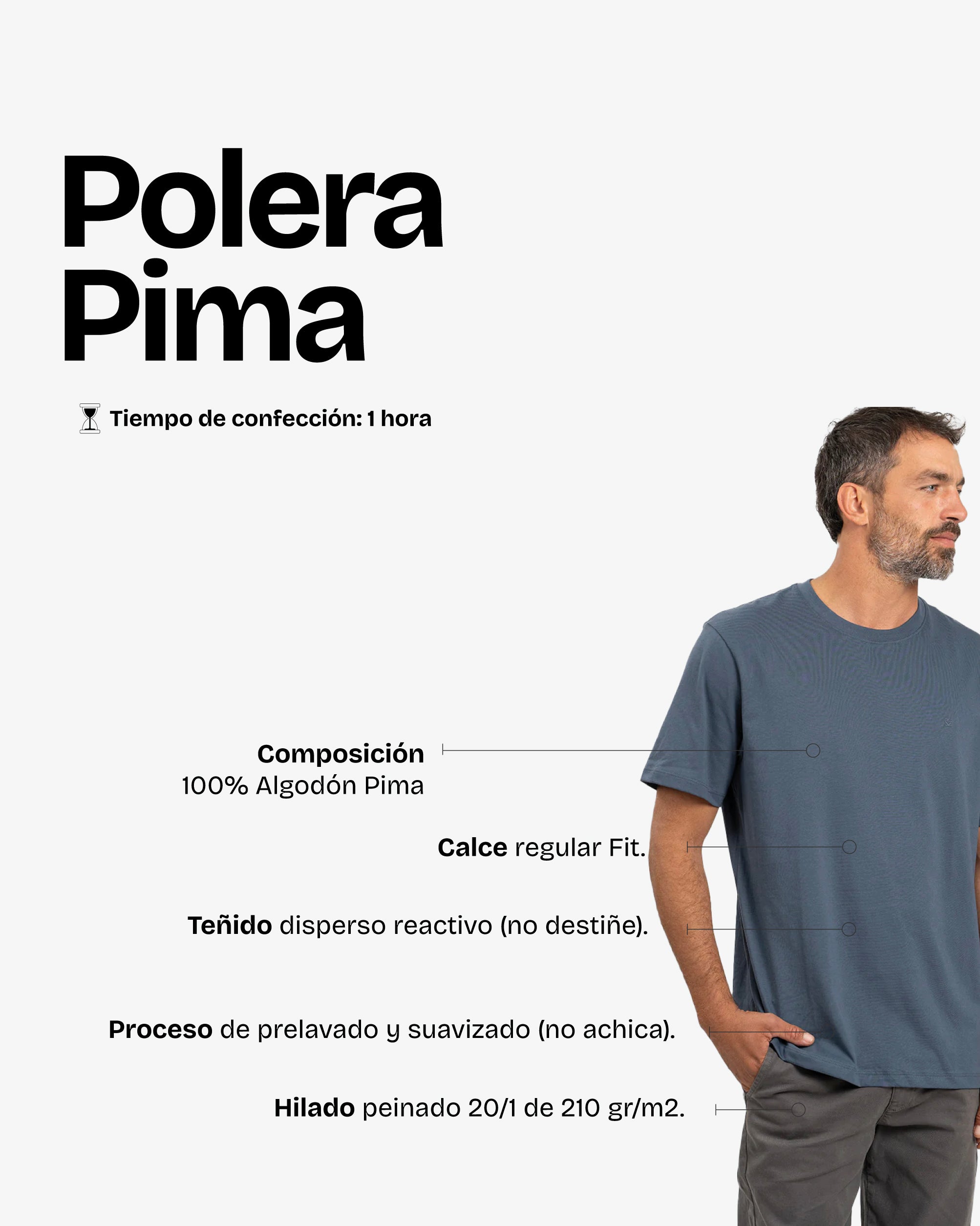 Polera Pima Azul