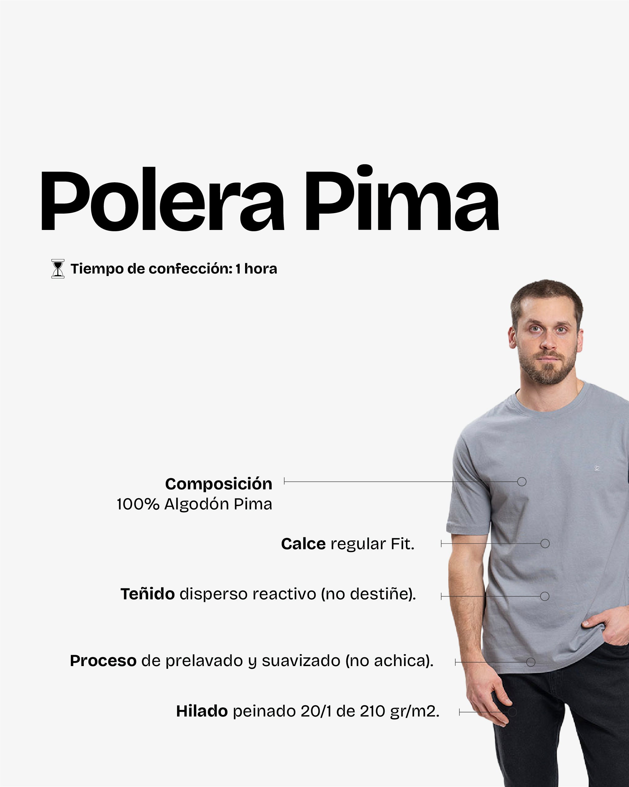 Polera Pima Plomo