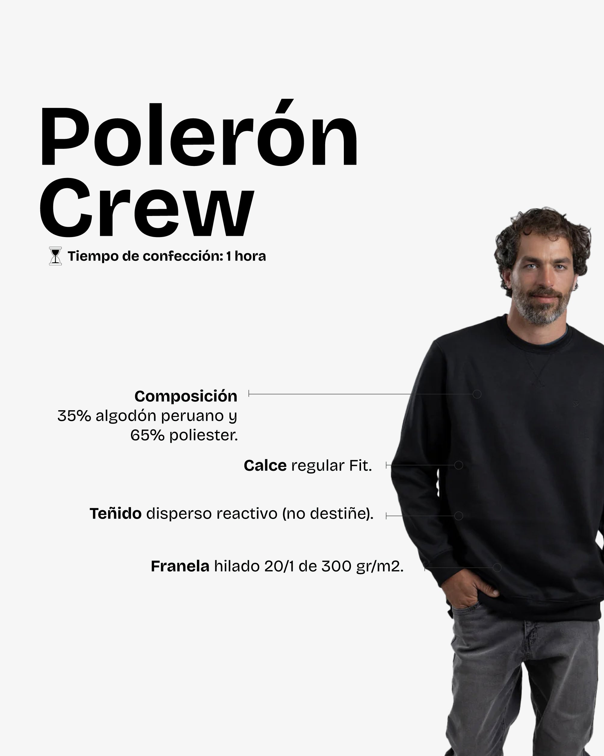 Polerón Crew Black - Trauko
