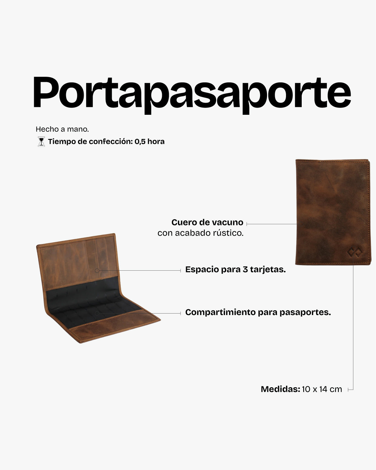Porta Pasaportes Café - Trauko
