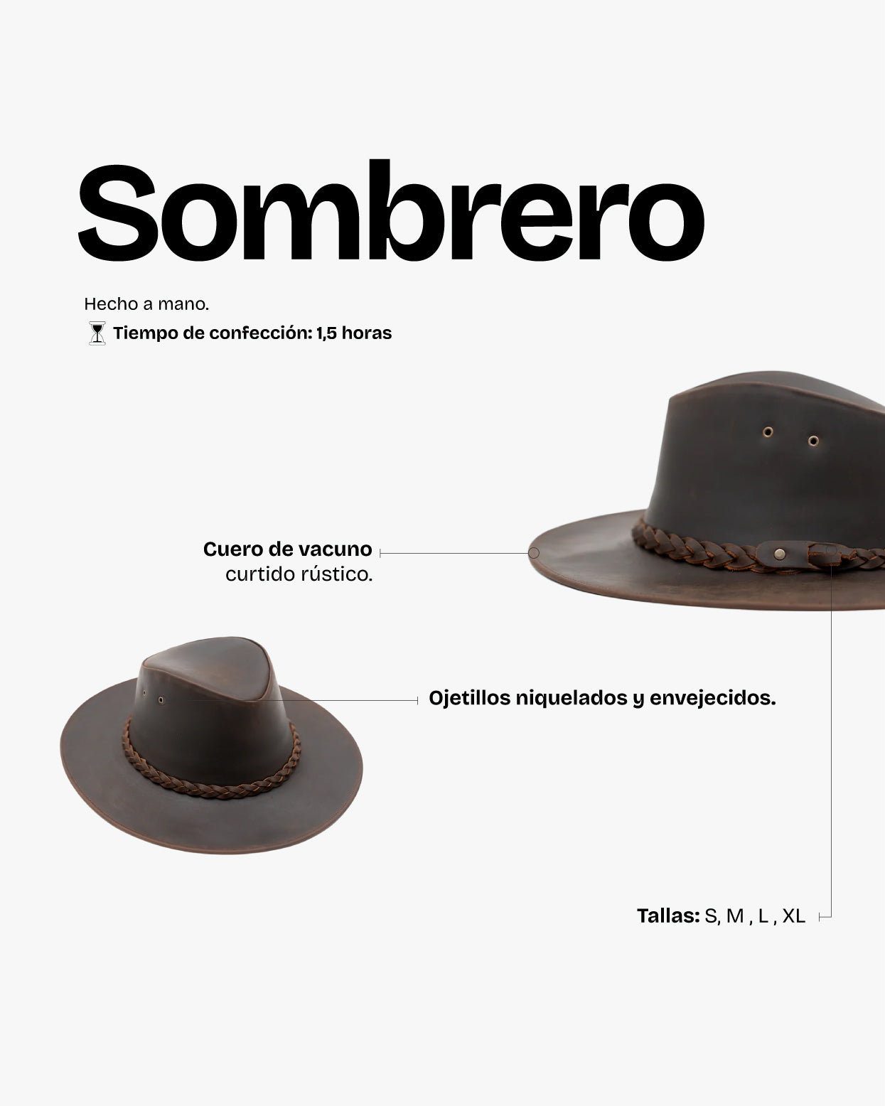 Sombrero Cuero Café - Trauko