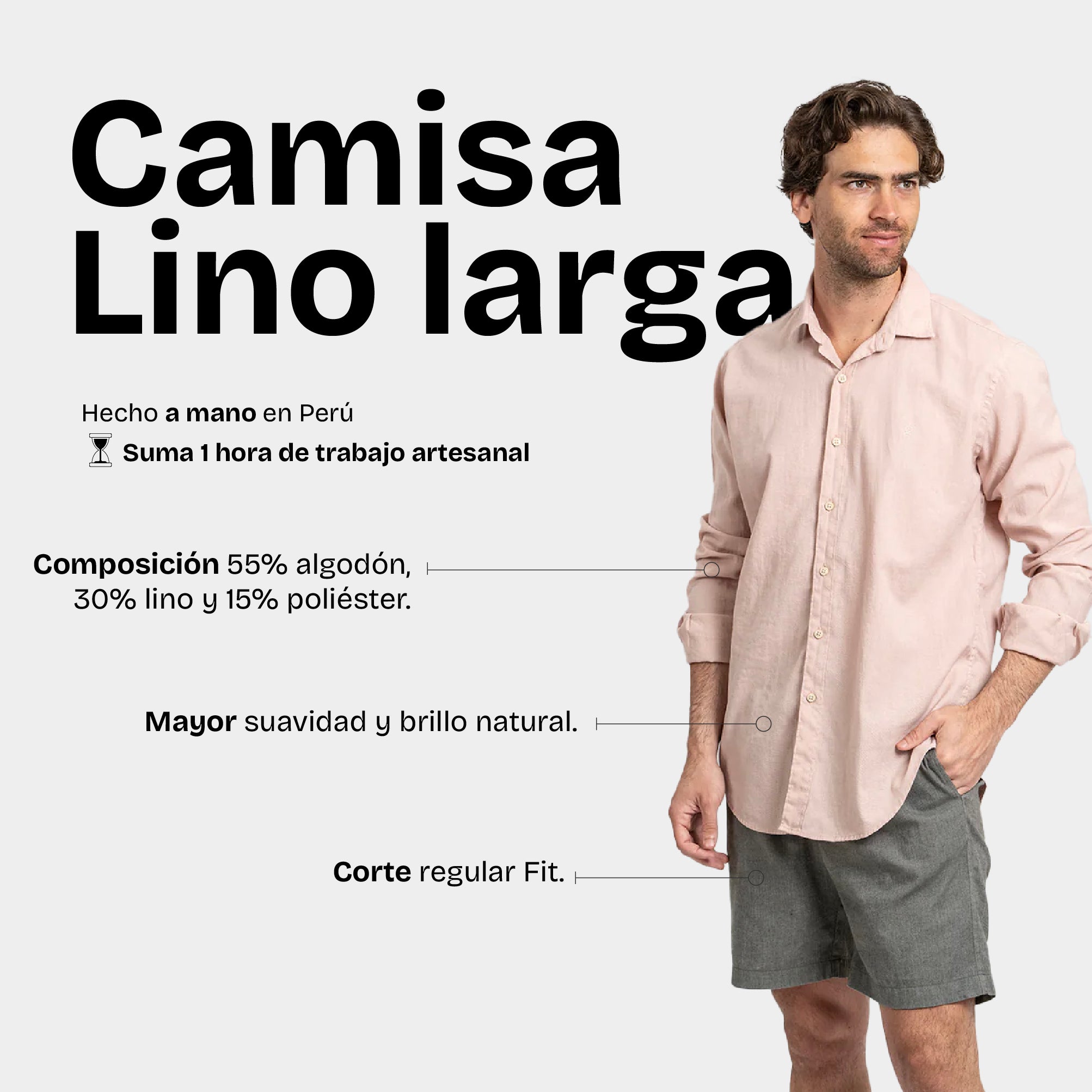 Camisa Lino Larga Rosa