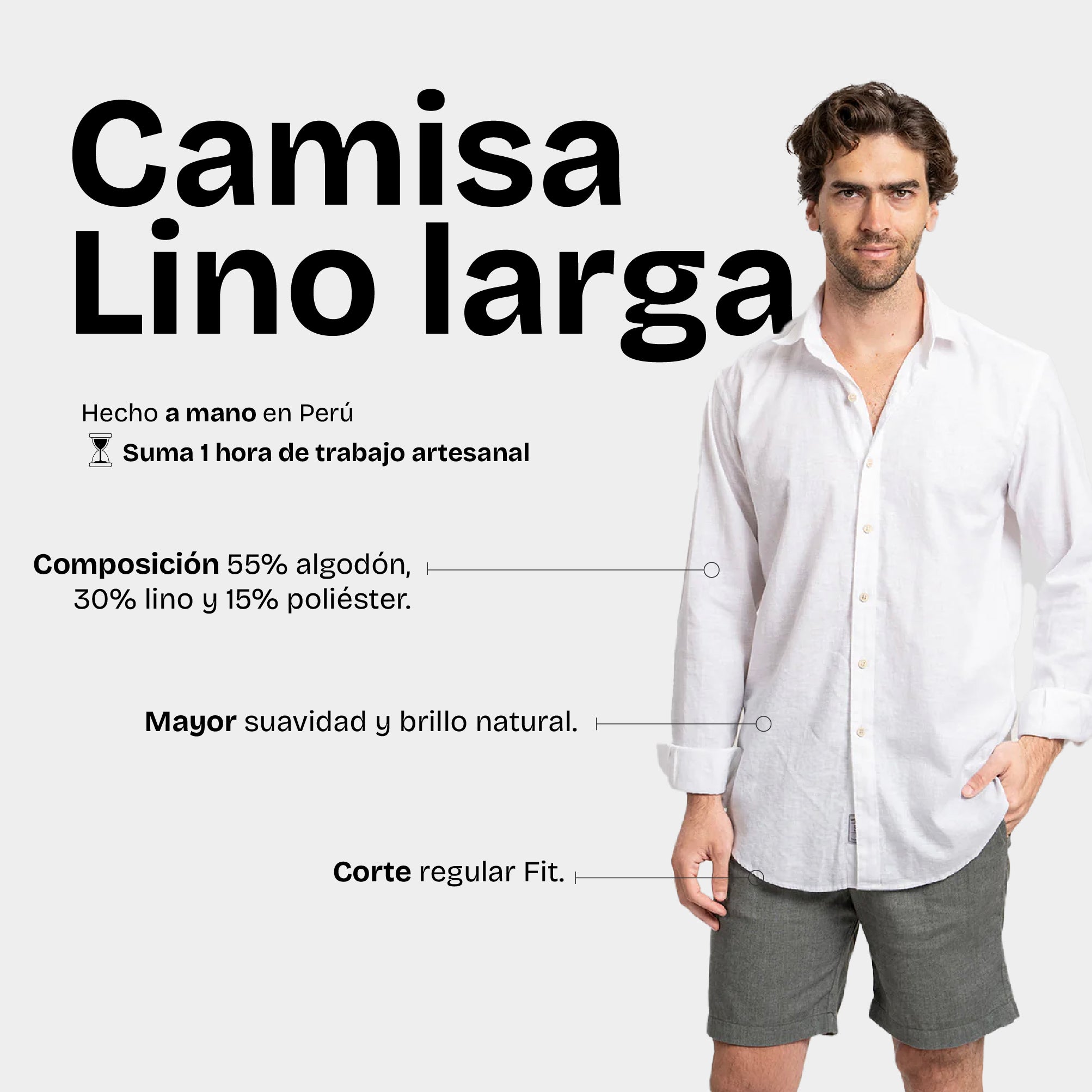 Camisa Lino Larga Blanco
