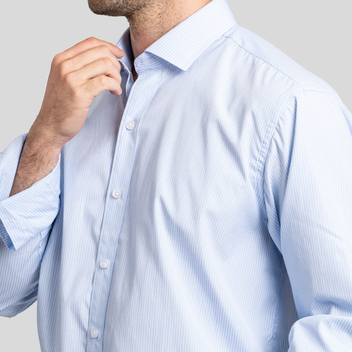 Camisa Vestir Líneas Celeste