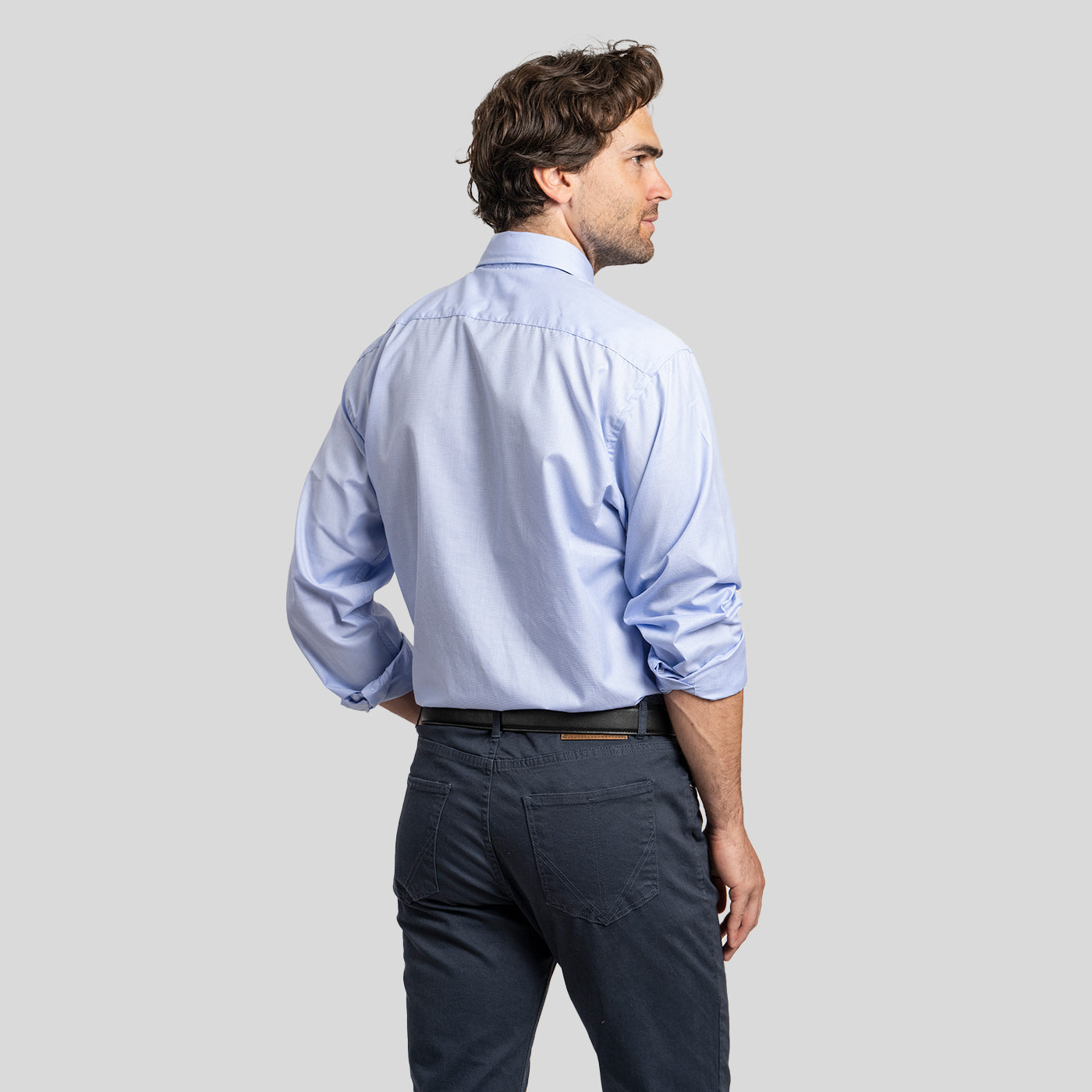 Camisa Vestir Cuadros Celeste