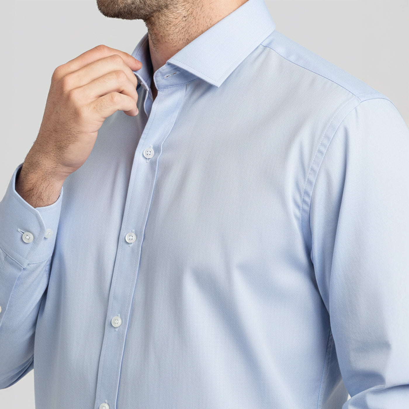 Camisa Vestir Liso Celeste